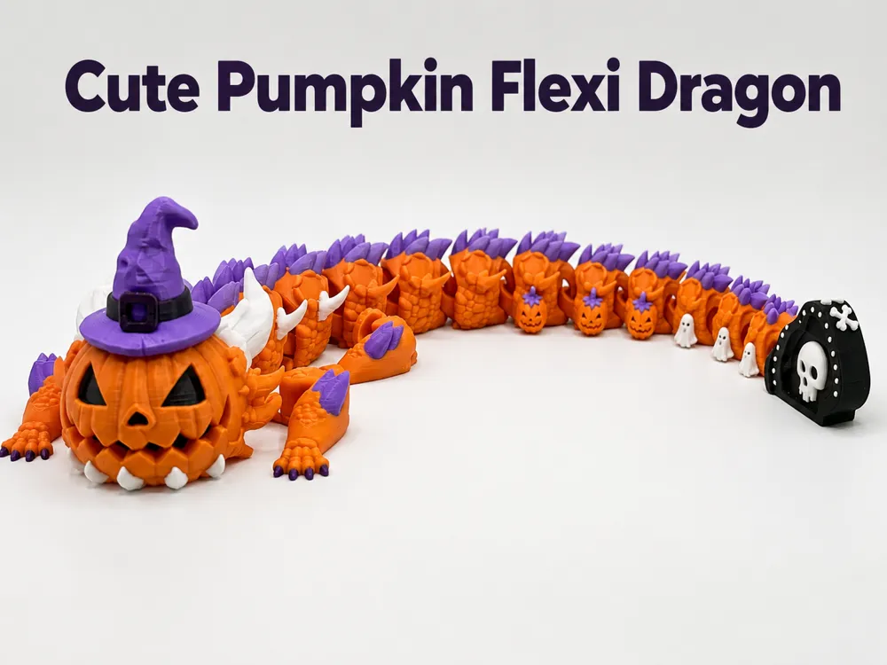 Cute Pumpkin Flexi Dragon, Halloween Toy - Baby & Mini Dragons, in stock in India