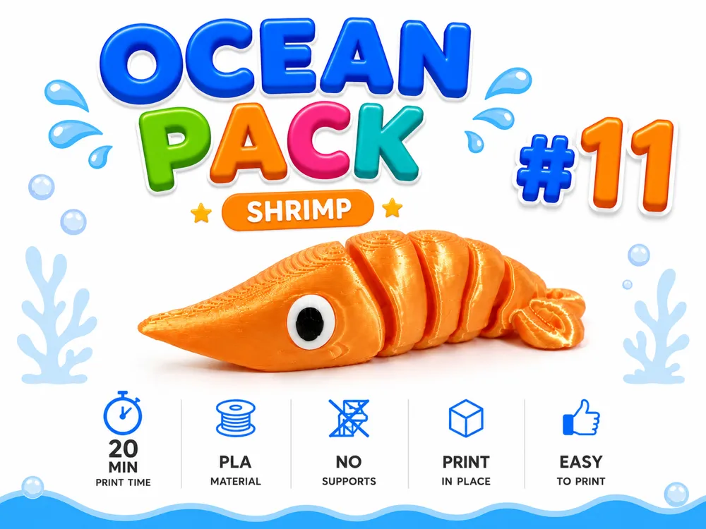 Cute Shrimp, Ocean Pack #11, photo 4 of 4 - Cute Shrimp, Ocean Pack #11 Miniatures