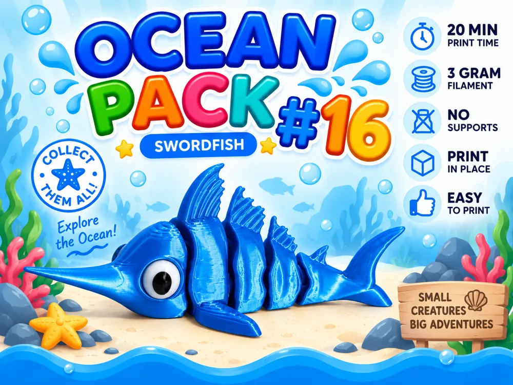 Cute Swordfish, Ocean Pack #16, photo 3 of 4 - Cute Swordfish, Ocean Pack #16 Miniatures