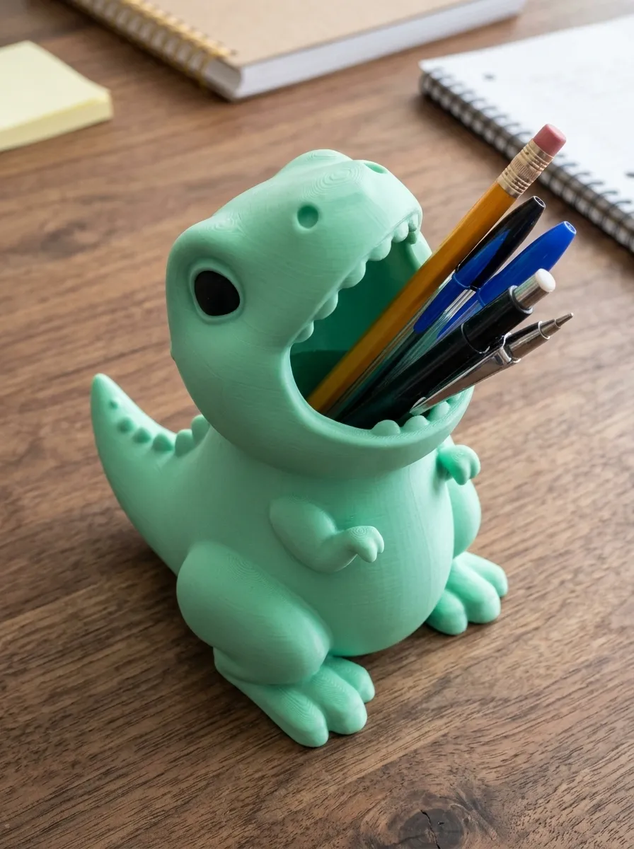Porta Lápis Dinossauro T-Rex Fofo, photo 2 of 4 - Porta Lápis Dinossauro T-Rex Fofo Figurines & Collectibles