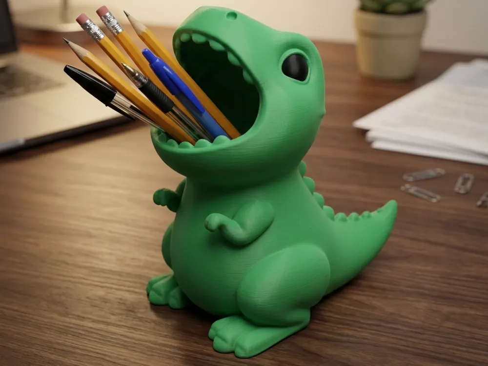 Porta Lápis Dinossauro T-Rex Fofo, photo 3 of 4 - Porta Lápis Dinossauro T-Rex Fofo Figurines & Collectibles