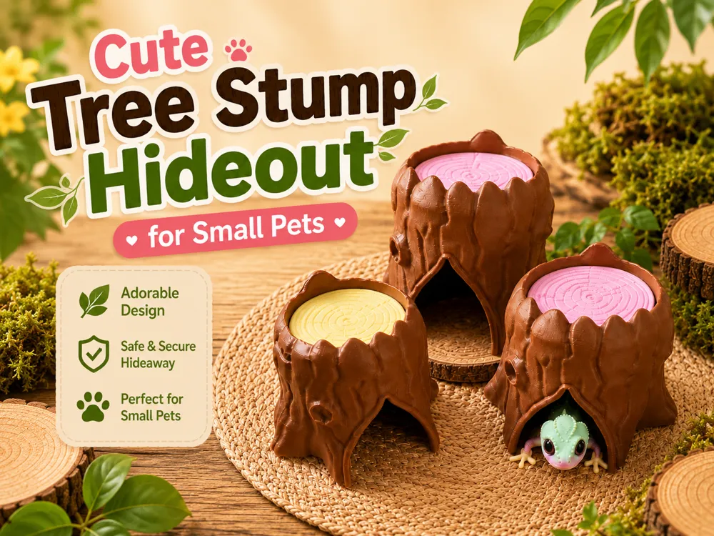 Cute Tree Stump Hideout for Small Pets