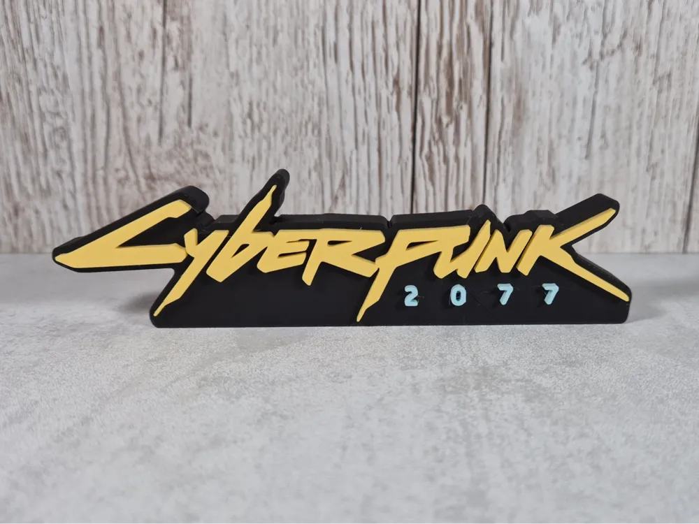 Cyberpunk Desk Sign, Futuristic Game Logo