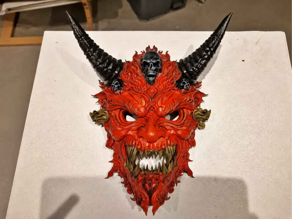 Demonic Oni Skull Mask | Detailed Wall Decor