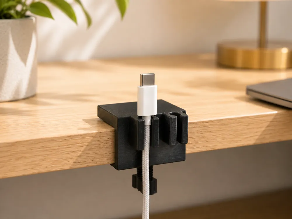 Desk Edge Cable Holder, Screw Clamp, 2 Sizes, photo 4 of 4 - Desk Edge Cable Holder, Screw Clamp, 2 Sizes Mobile & Device Accessories