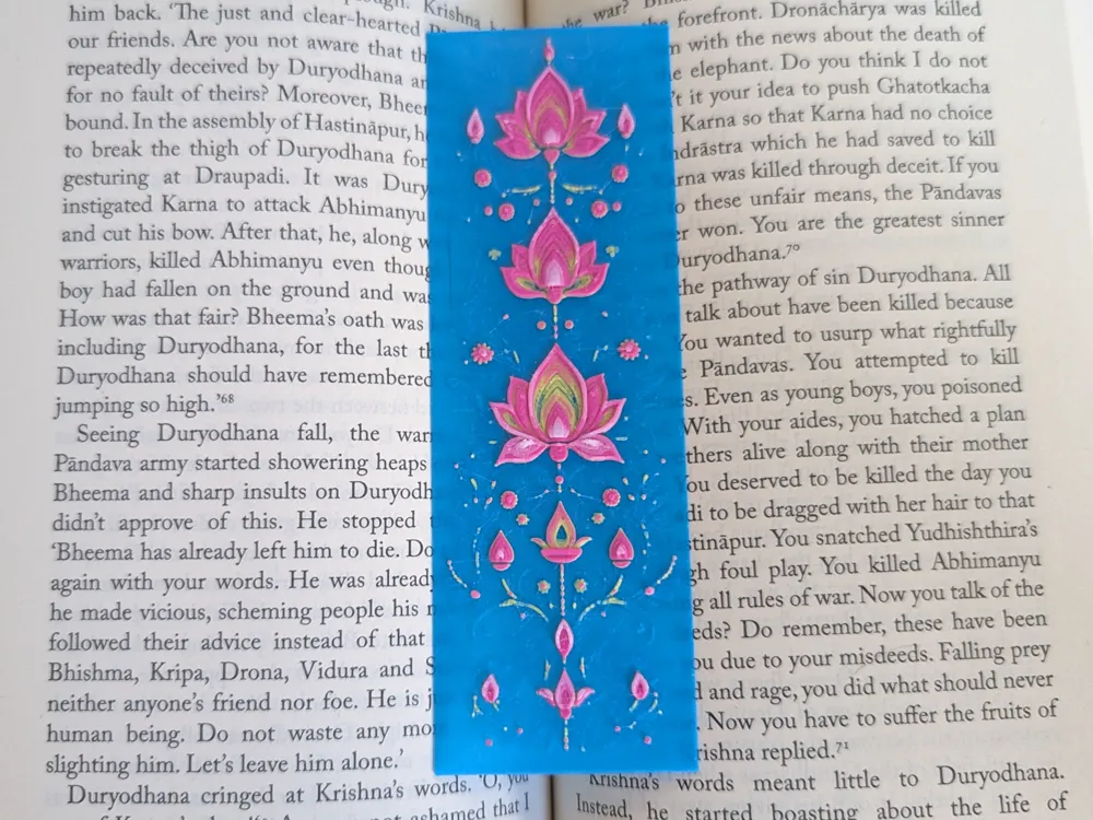 Diwali / Rangoli Bookmark #3 (Lotus and Lamps), photo 3 of 4 - Diwali / Rangoli Bookmark #3 (Lotus and Lamps) Art