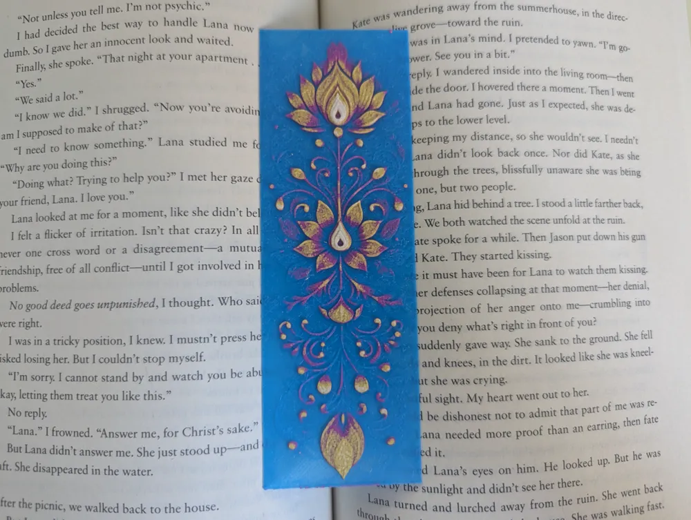 Diwali / Rangoli Bookmark #4 (Lotus and Lamps), photo 2 of 4 - Diwali / Rangoli Bookmark #4 (Lotus and Lamps) Art