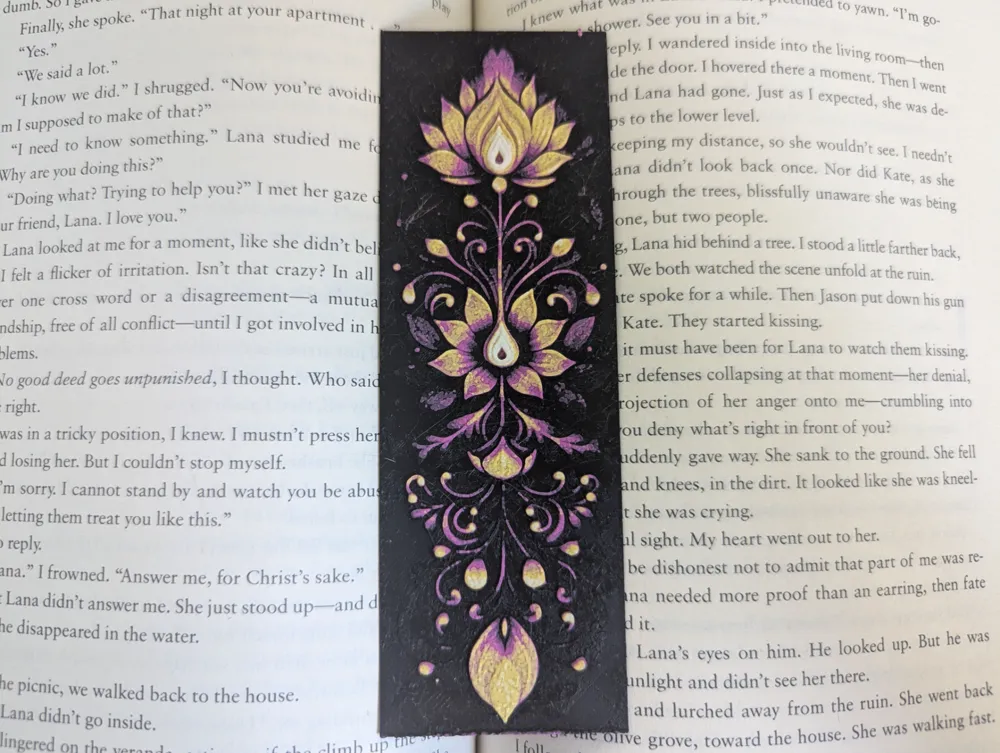Diwali / Rangoli Bookmark #4 (Lotus and Lamps), photo 3 of 4 - Diwali / Rangoli Bookmark #4 (Lotus and Lamps) Art