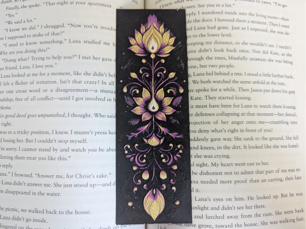 Diwali / Rangoli Bookmark #4 (Lotus and Lamps), photo 4 of 4 - Diwali / Rangoli Bookmark #4 (Lotus and Lamps) Art