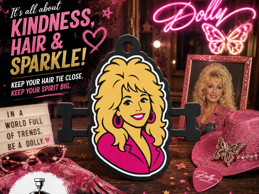 Dolly Parton Inspired Hair Tie Holder Keychain, photo 3 of 4 - Dolly Parton Inspired Hair Tie Holder Keychain Fashion