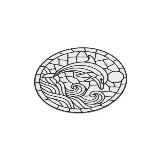 Dolphin Ocean Stained Glass Window Coloring Plate, photo 3 of 3 - Dolphin Ocean Stained Glass Window Coloring Plate Toys & Games
