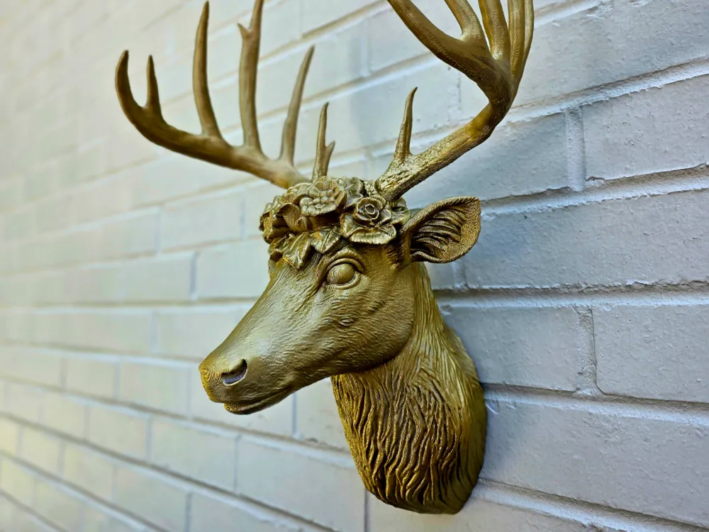 Elegant Floral Deer Shoulder Mount, photo 4 of 4 - Elegant Floral Deer Shoulder Mount Household