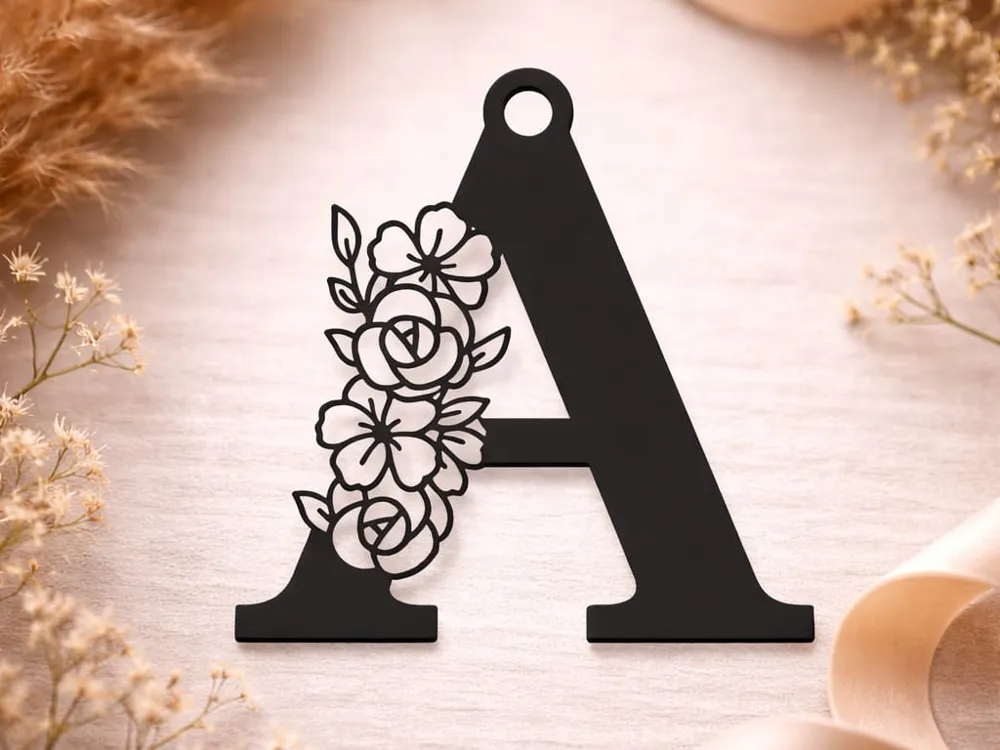 Eleganter Blumen Buchstaben Schlüsselanhänger A, Z, another view - Name & Letter Keychains, letters