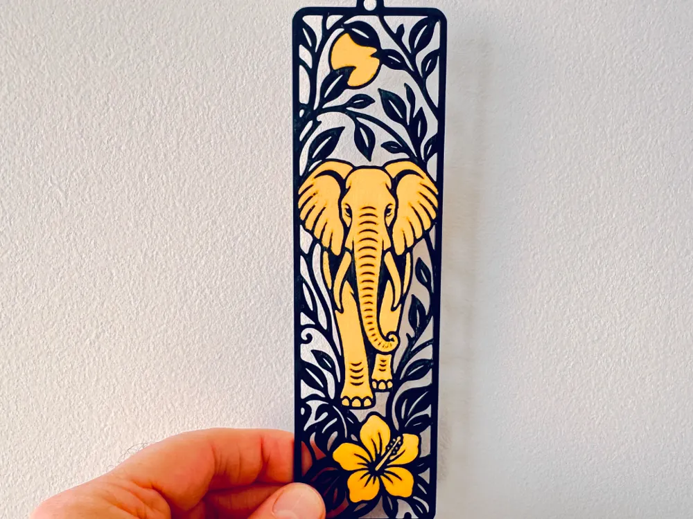 Elephant African Wildlife Floral Bookmark, photo 3 of 4 - Elephant African Wildlife Floral Bookmark Household