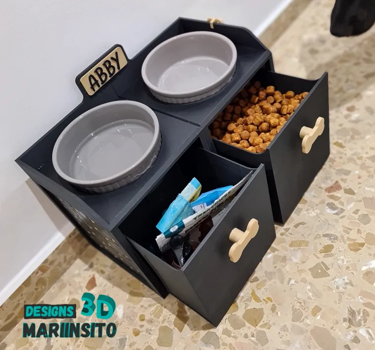 Elevated dog feeder with storage drawers., photo 2 of 4 - Elevated dog feeder with storage drawers. Pets