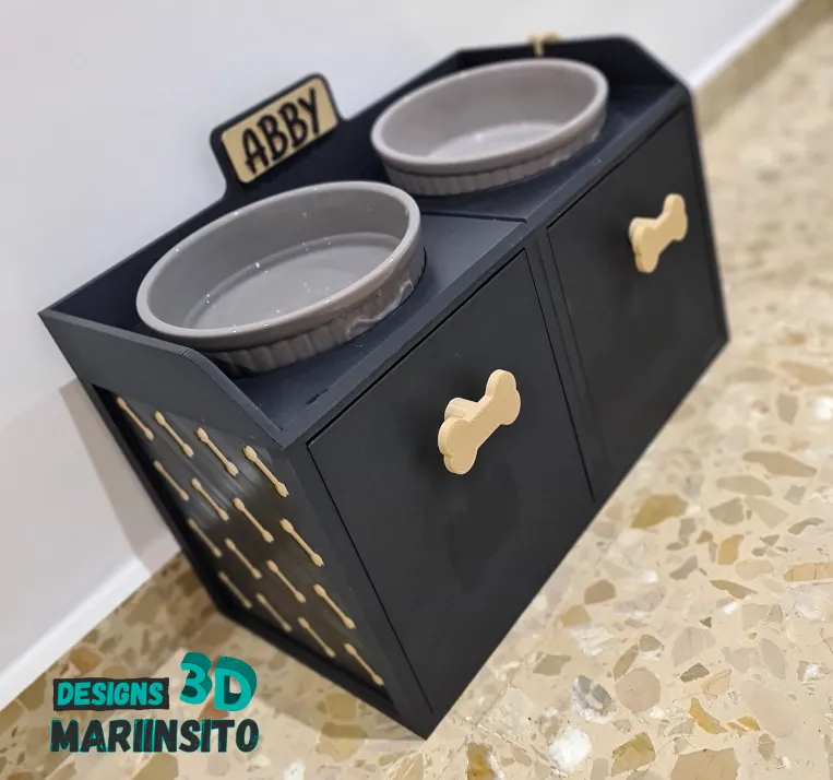 Elevated dog feeder with storage drawers., photo 3 of 4 - Elevated dog feeder with storage drawers. Pets