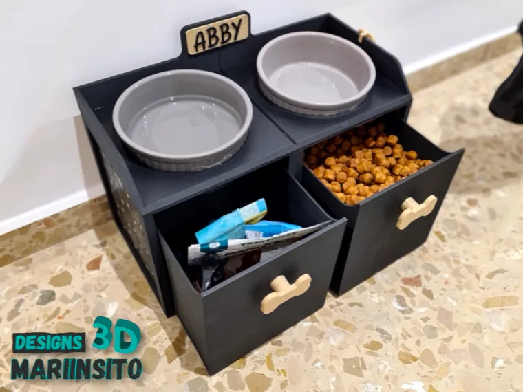 Elevated dog feeder with storage drawers. - Bowls & Slow Feeders, in stock in India