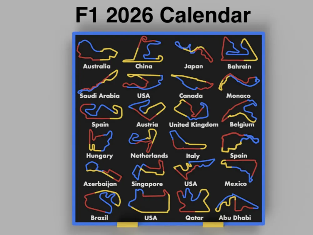 F1 2026, Original 24-Race Circuit Calendar - Sticky Notes, Planners & Calendars, in stock