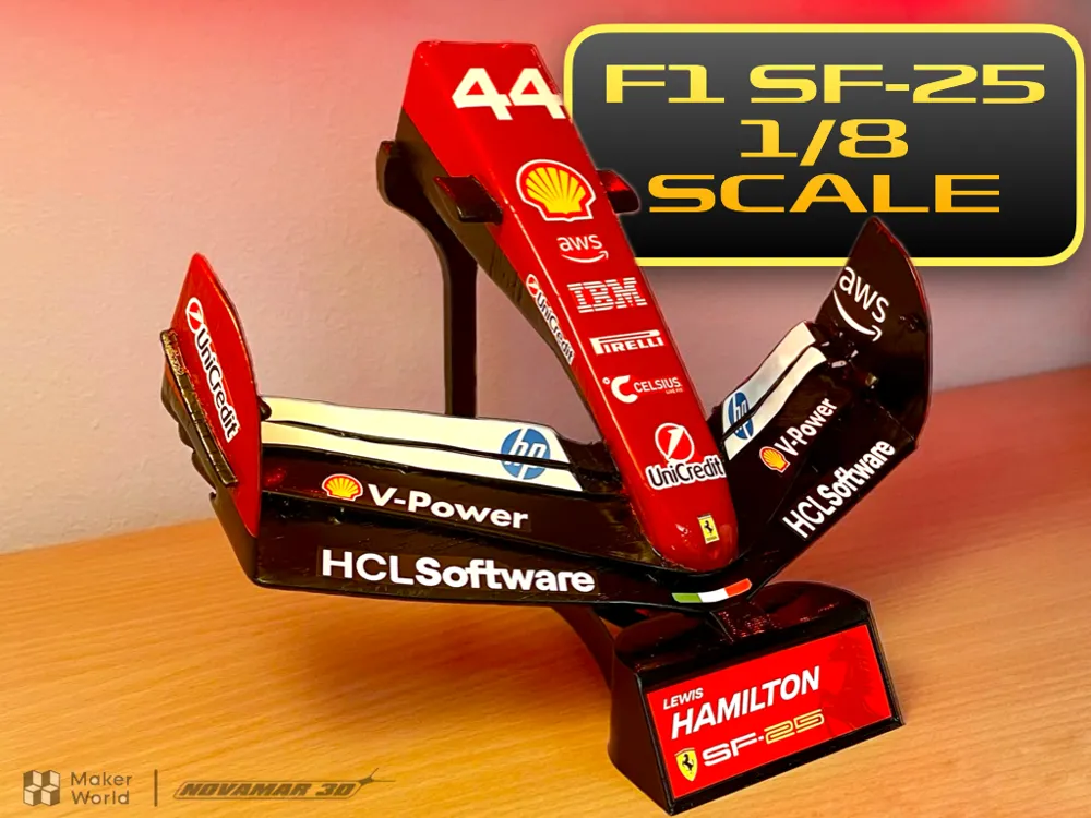 F1 FERRARI SF25 FRONT WING, 1/8 SCALE + stickers