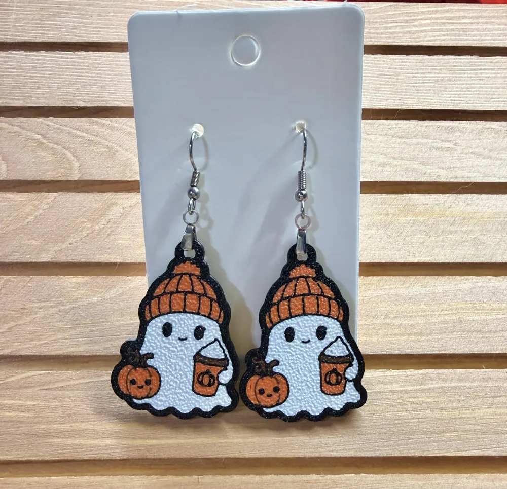 Fall Ghost with Coffee Earrings, photo 2 of 4 - Fall Ghost with Coffee Earrings Fashion