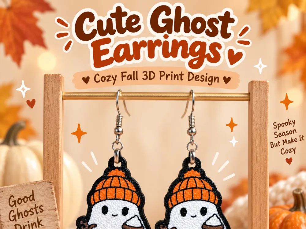 Fall Ghost with Coffee Earrings, photo 3 of 4 - Fall Ghost with Coffee Earrings Fashion