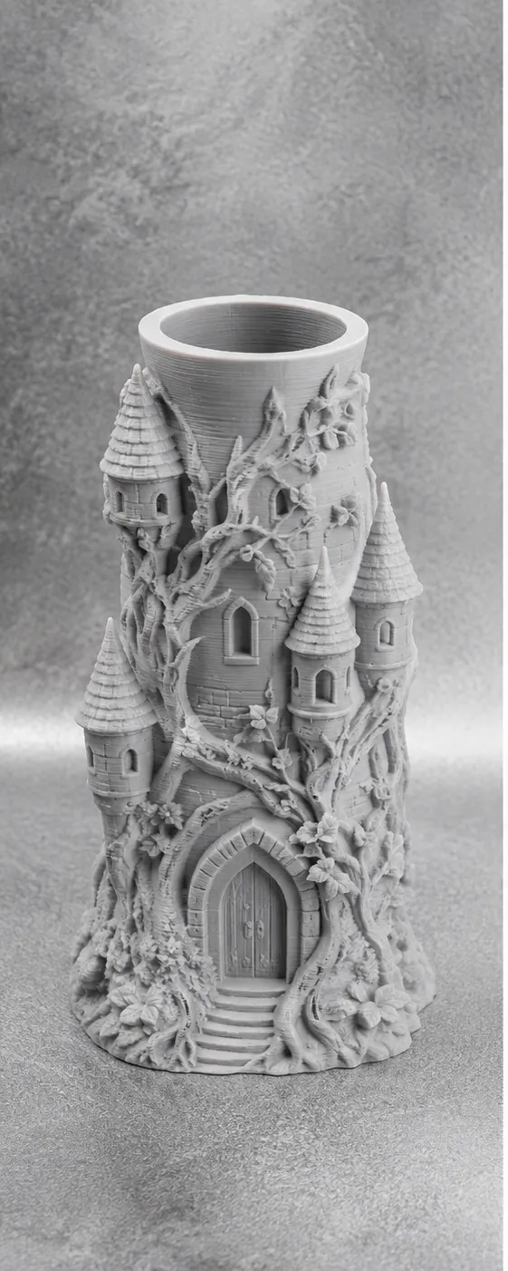 Fantasy Castle Flower Vase, photo 2 of 4 - Ribbed & Textured Vases, planter