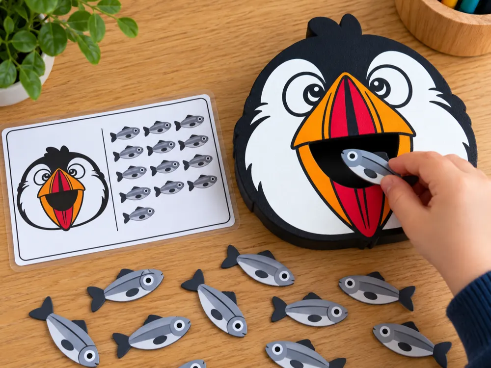 Feed the puffin counting game