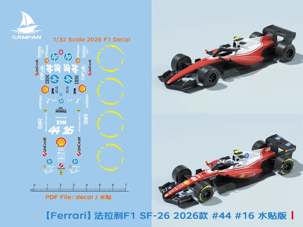 Ferrari 2026 F1 SF-26 Race Car Model with Decals