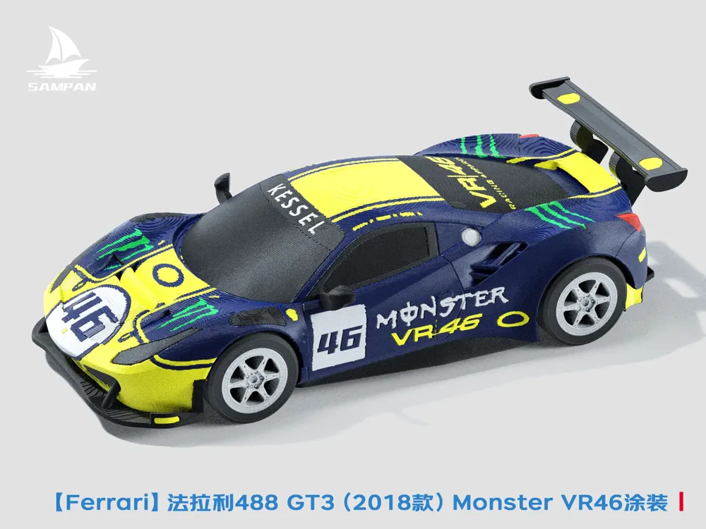 Ferrari 488 GT3 Evo 2018 Race Car Model, VR46 Livery