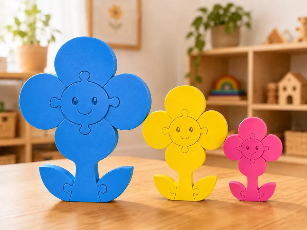 Flower 3D Puzzle, Montessori Style for Kids, photo 2 of 5 - Interlocking & 3D Puzzles, montessori puzzles