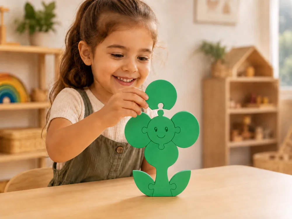 Flower 3D Puzzle, Montessori Style for Kids, photo 3 of 5 - Interlocking & 3D Puzzles, montessori animals