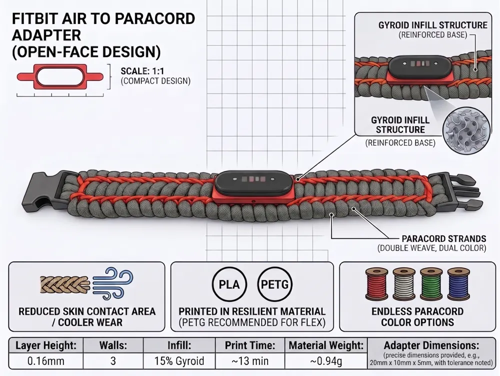 Fitbit Air to Paracord Strap Adapter, photo 2 of 4 - Fitbit Air to Paracord Strap Adapter Mobile & Device Accessories