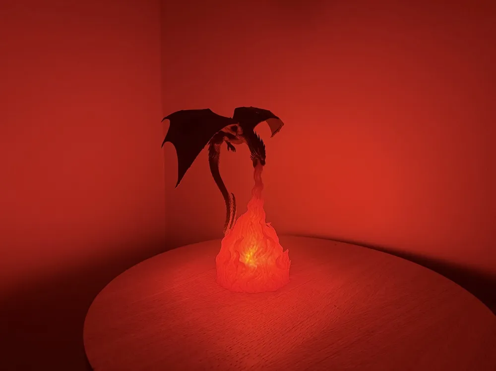 Flame Breath Dragon Lamp Night Light, photo 2 of 5 - Night Lights & Moon Lamps, fantasy
