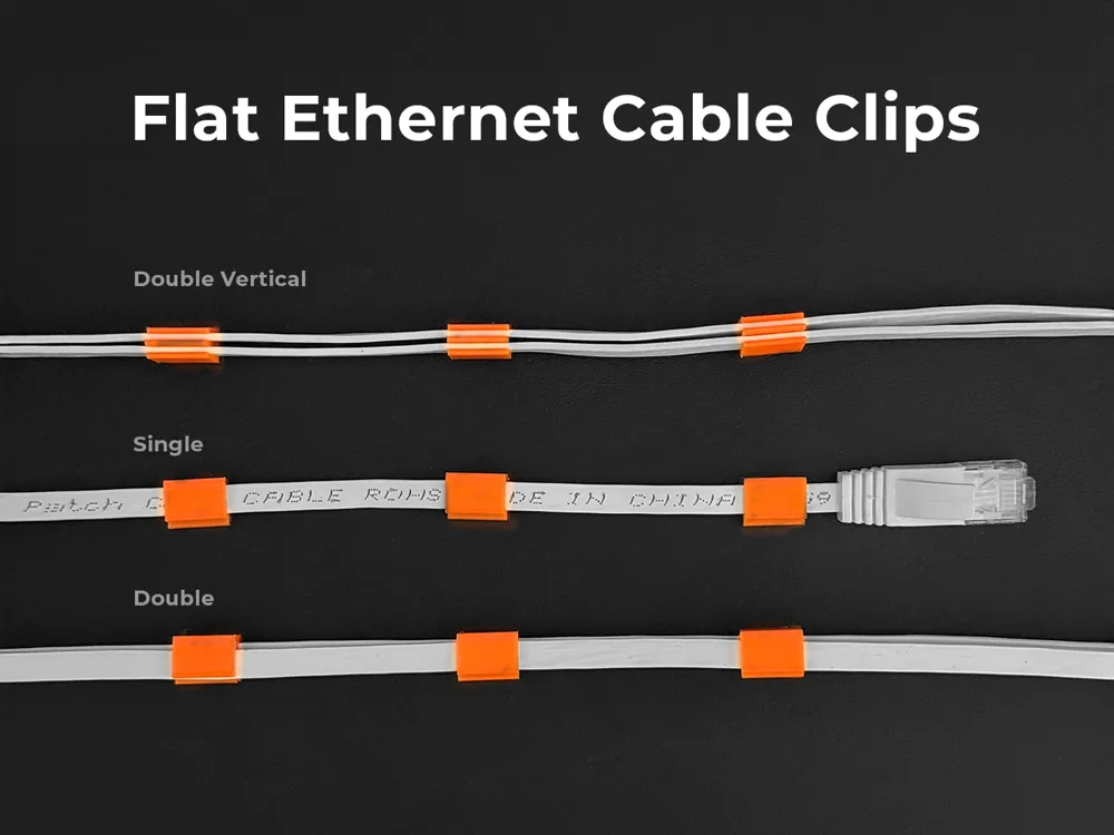 Flat Ethernet Cable Clips - Wall & Skirting Cable Clips, in stock