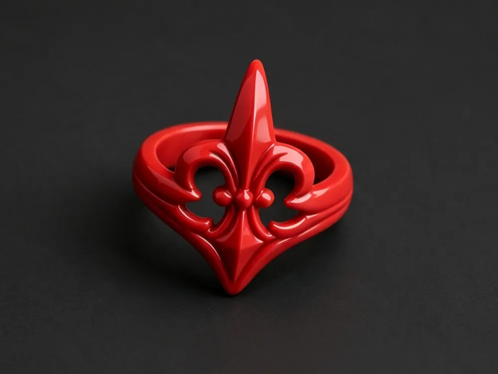 Fleur‑de‑Lis Heart Ring-Fleur‑de‑Lis Heart Ring - Hair Ties, Cuffs & Beads, in stock