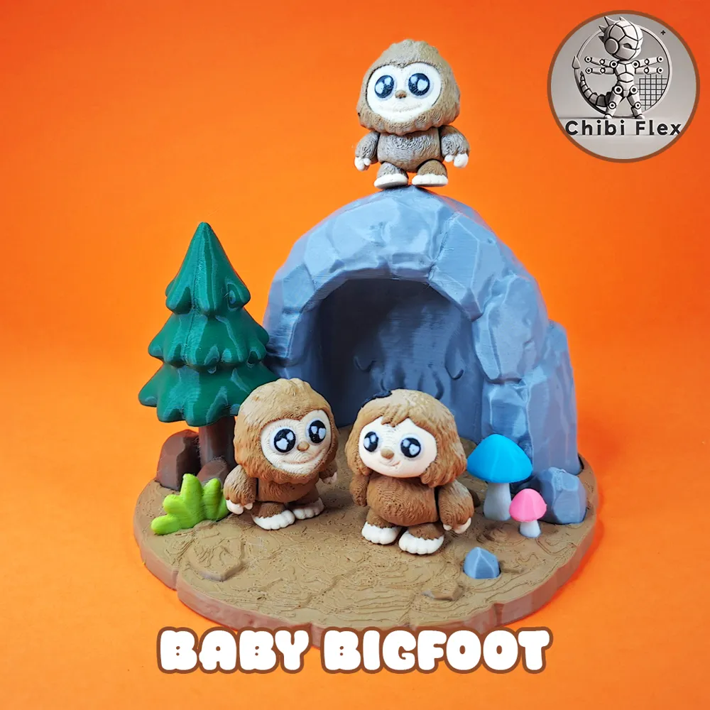 Flexi Baby Mr. & Mrs. Bigfoot & Diorama kit, photo 2 of 4 - Articulated Animals, Toy