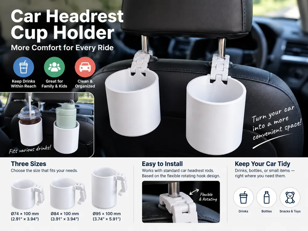 Flexible Car Headrest Cup Holder, 3 Sizes, photo 4 of 4 - Flexible Car Headrest Cup Holder, 3 Sizes Tools