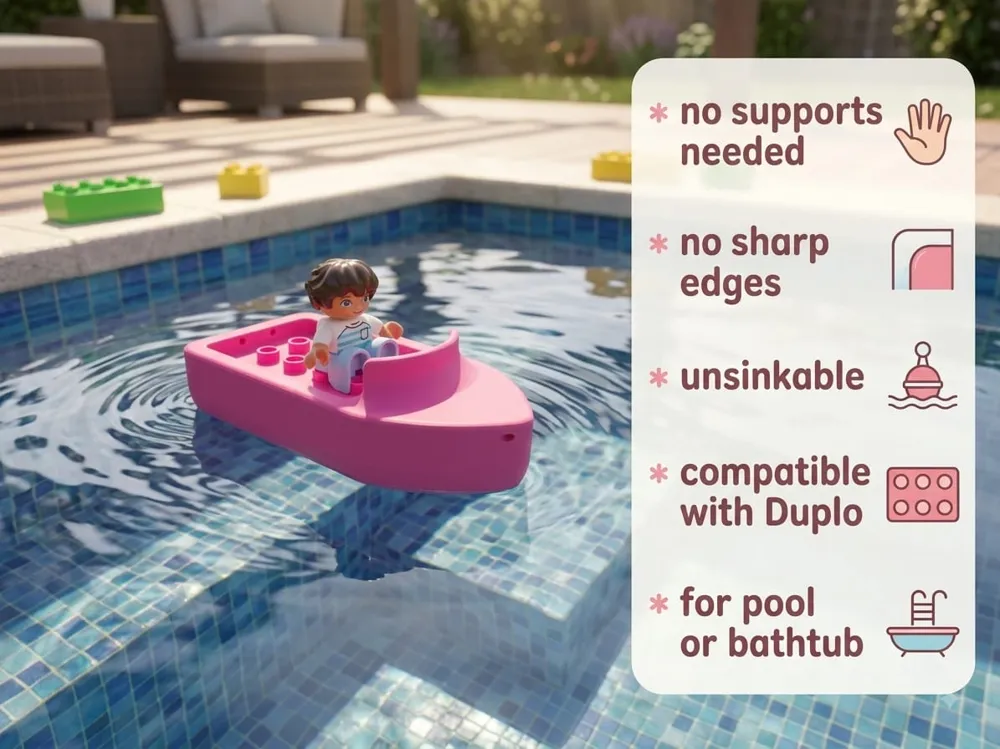 Floating boat with studs compatible with Duplo, photo 2 of 4 - Brick-compatible Sets & Minifigures, boot