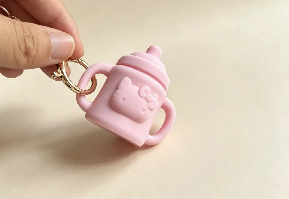 Kitty Baby Bottle Car and Bag Charm, photo 2 of 4 - Kitty Baby Bottle Car and Bag Charm Art