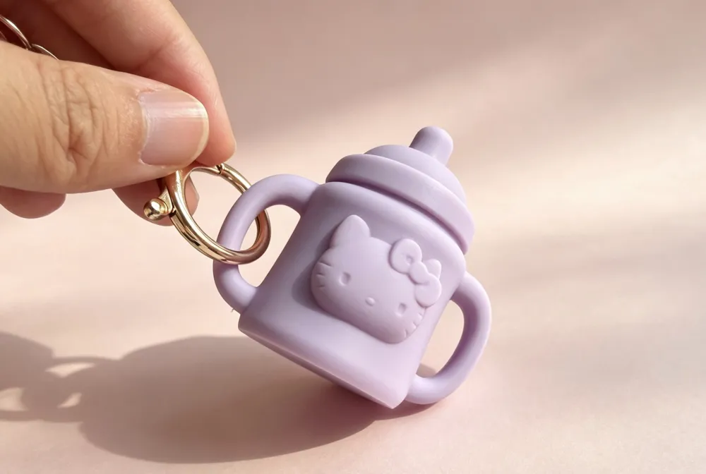Kitty Baby Bottle Car and Bag Charm, photo 3 of 4 - Kitty Baby Bottle Car and Bag Charm Art
