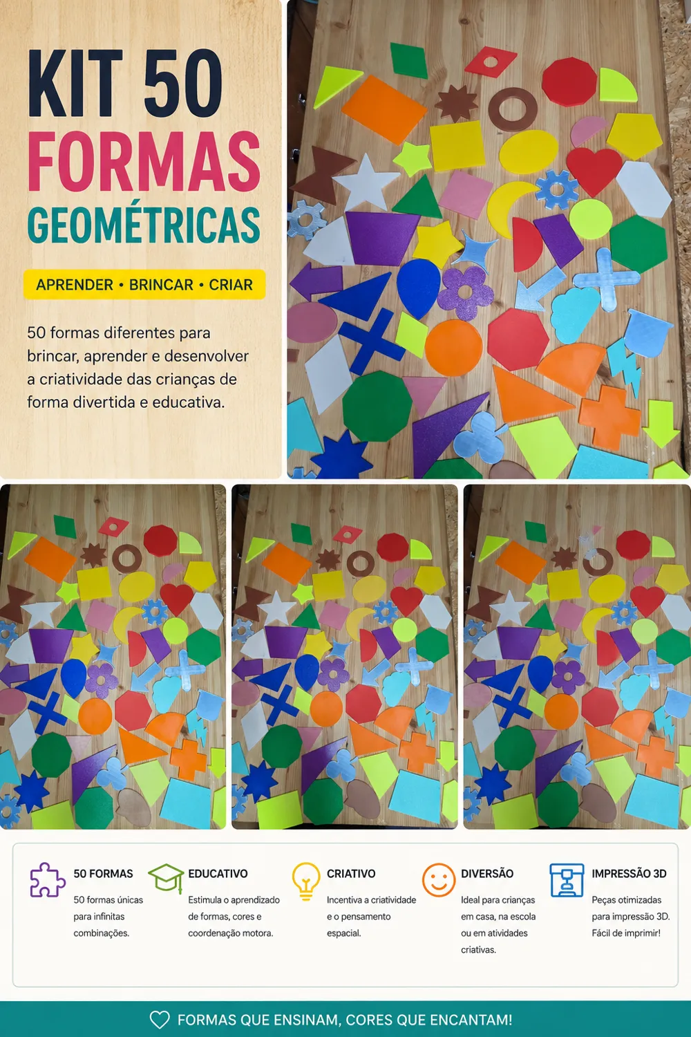 Geometric Shapes Teaching Kit, 50 Pieces, photo 2 of 5 - Classroom & Teaching Aids, geometricshapes