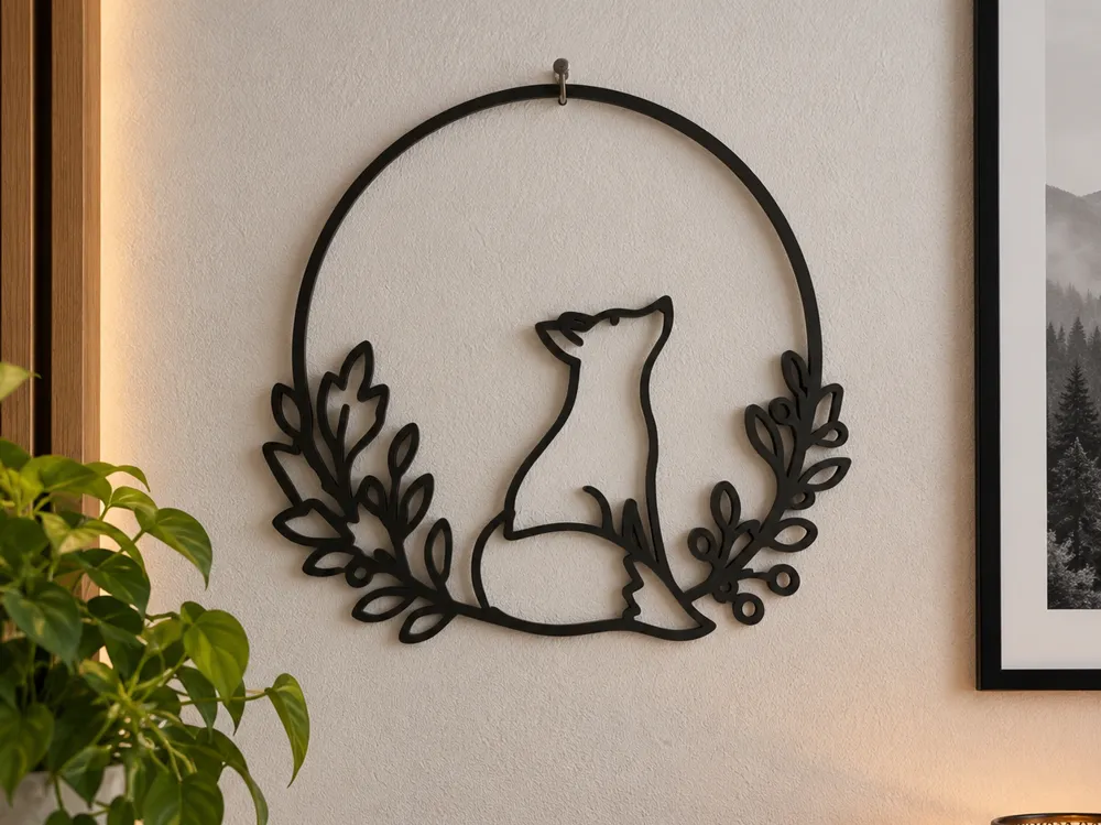 Fuchs Wanddeko im Ring, Herbstdeko - Decor, in stock in India