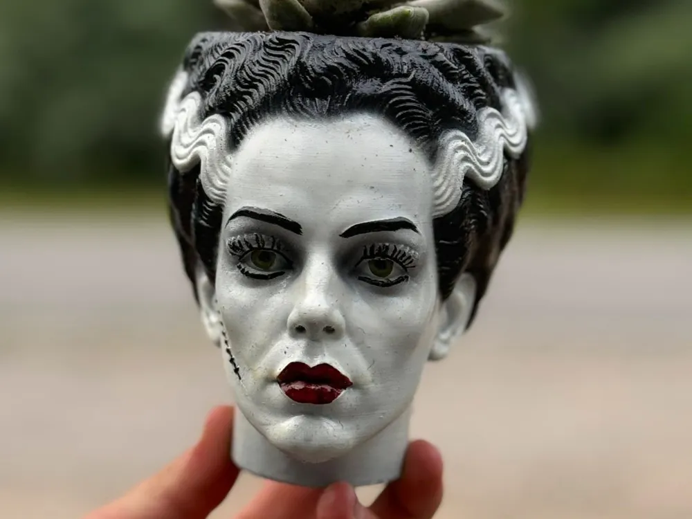 Frankenstein's Bride Planter, another view - Planters & Plant Pots, halloween