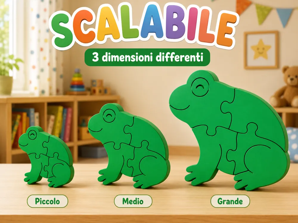 RANOCCHIO Puzzle 3D, Stile Montessori per Bambini, photo 3 of 5 - Puzzles & Brain Teasers, rana