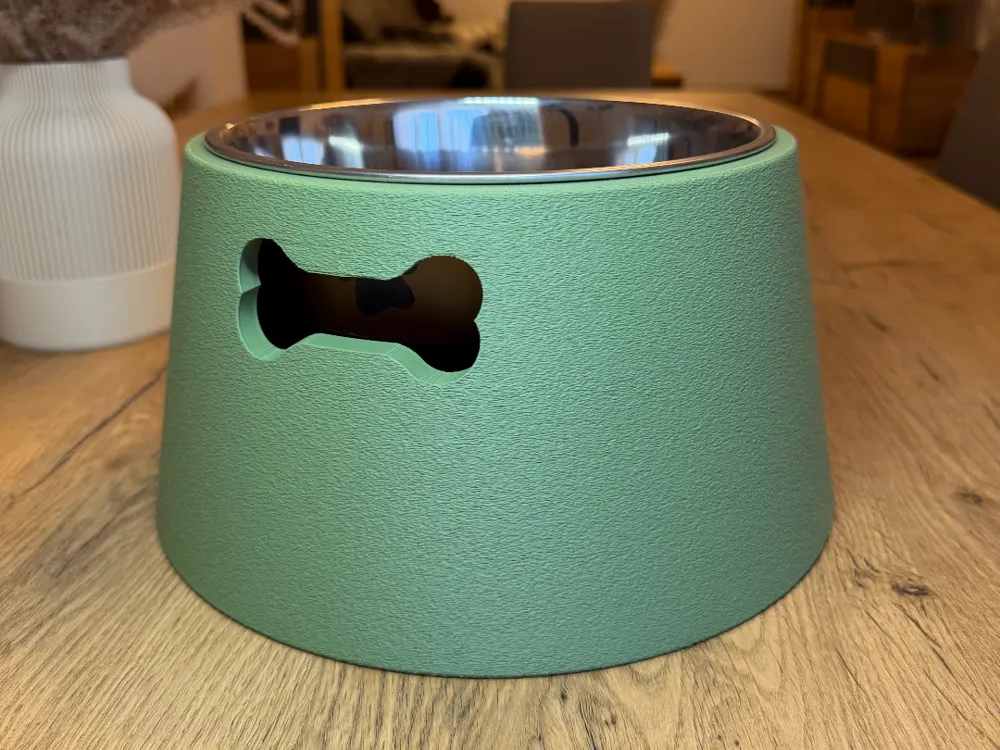 Fuzzy Skin Bone Handle Elevated Dog Bowl Holder