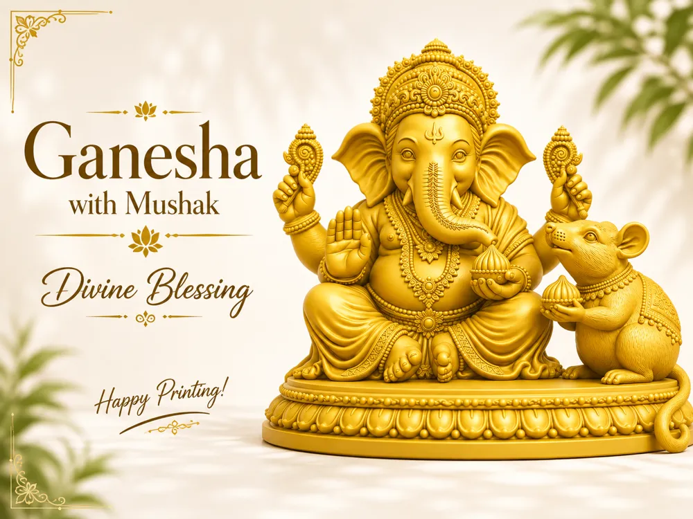 Ganesha with Mushak, Divine Blessing, photo 4 of 4 - Ganesha with Mushak, Divine Blessing Art