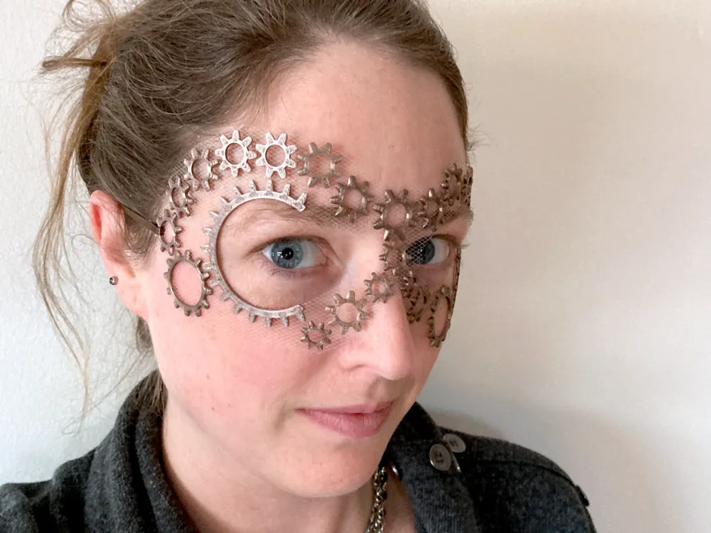 Gear Steampunk Floating Tulle Masquerade Mask