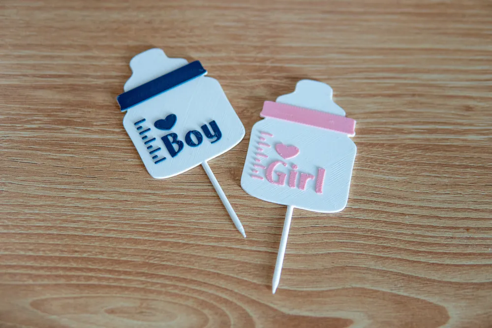 Gender Reveal Baby Bottle Cake Topper |BOY / GIRL, photo 3 of 4 - Feeding & Bottles, baby shower
