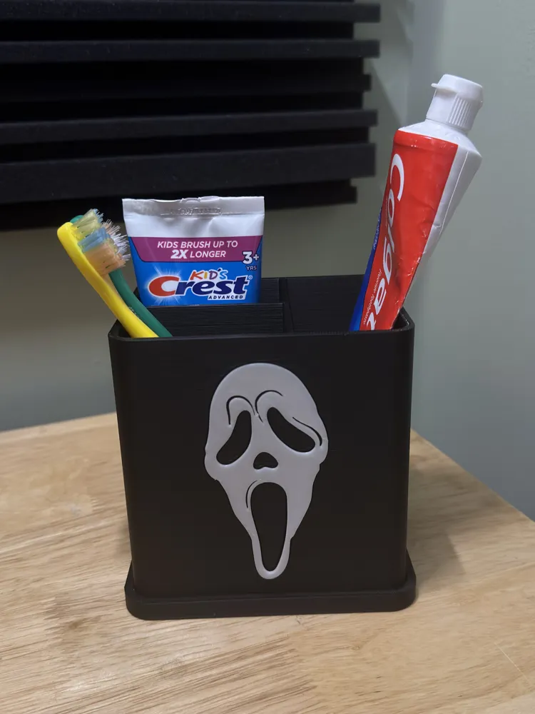 Ghost Face Toothbrush Holder | Removable Drip Tray, photo 2 of 4 - Ghost Face Toothbrush Holder | Removable Drip Tray Household