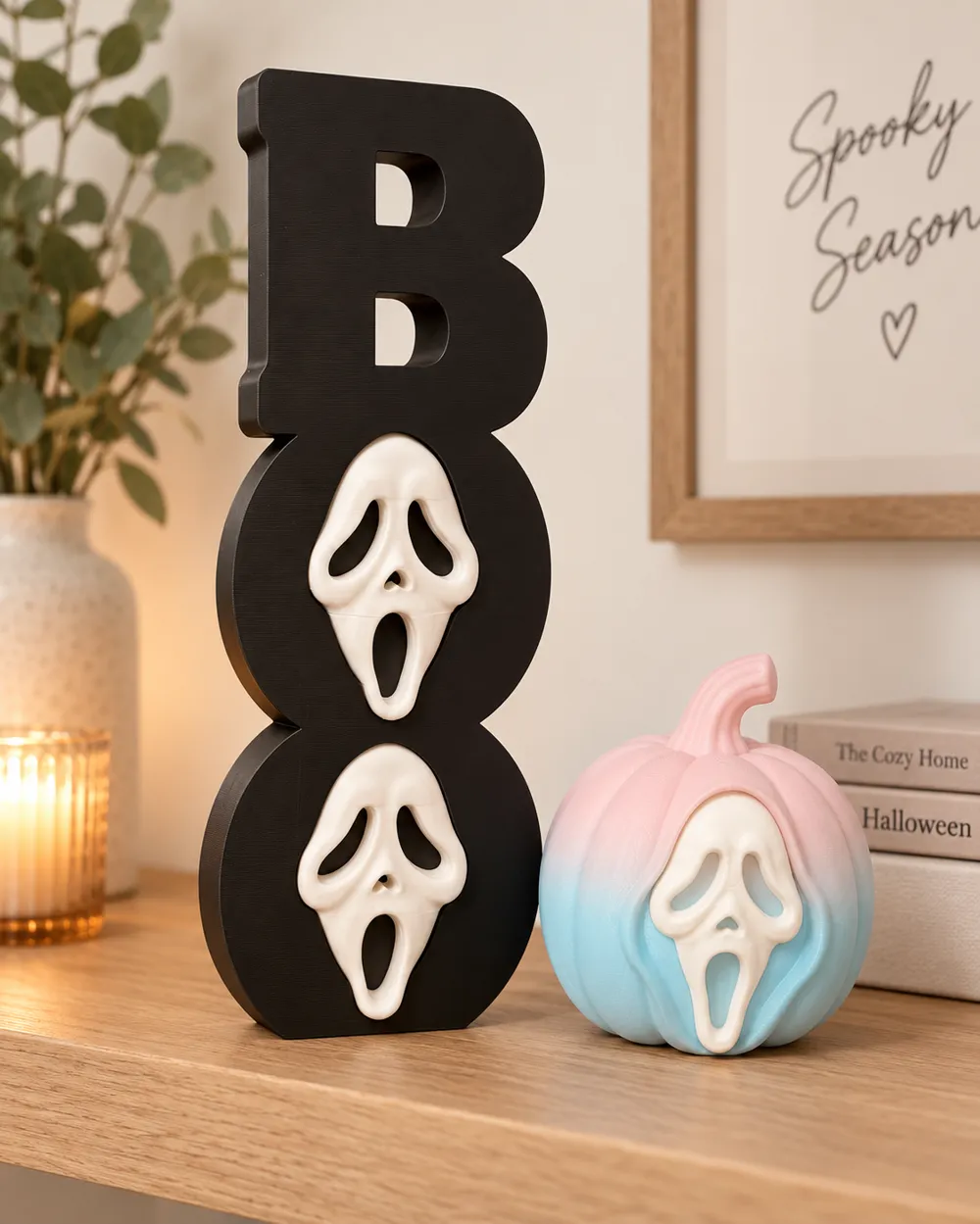 Ghostface BOO Sign Halloween Freestanding, photo 2 of 4 - Ghostface BOO Sign Halloween Freestanding Household